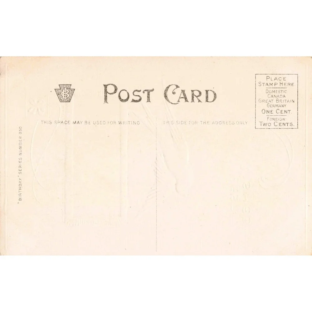 Antique Best Wishes Postcard Blue Swallow Bird Scenic Landscape Embossed 850